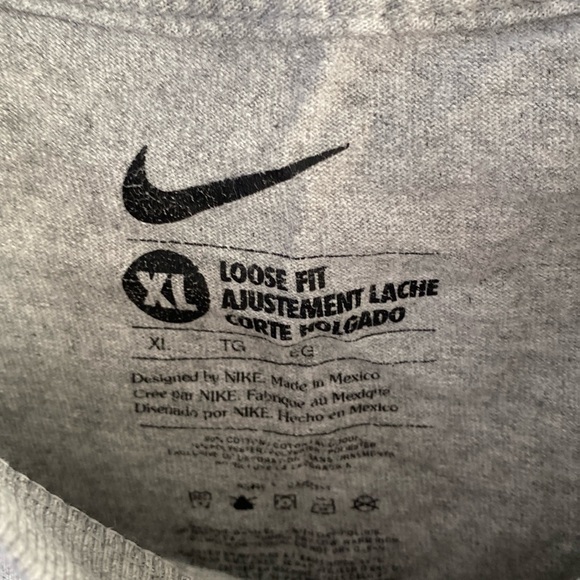 NIKE the athletic dept. grey gray graphic tee loose fit THEY DEFEND YOU ATTACK - Picture 2 of 4